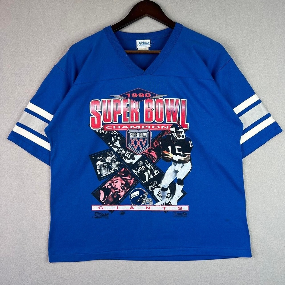 1990 New York Giants Super Bowl XXV Champions Salem Blue Jersey Style Shirt